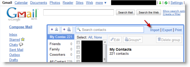 Access Outlook Contacts from Gmail
