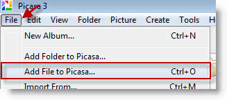 Picasaに画像をインポートして追加する
