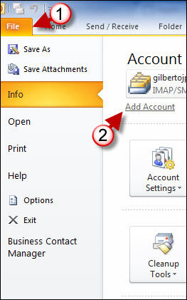 Add MobileMe Email Account to Outlook 2010