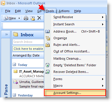 Add Remove Accounts in Outlook