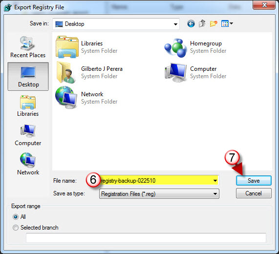 Backup Windows 7 Registry