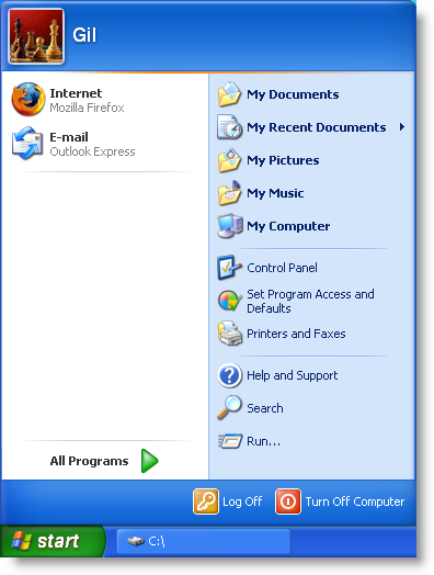 enable windows xp start menu