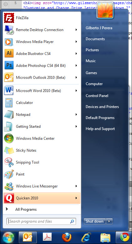 comment réduire la taille à cause du menu démarrer dans Windows 7