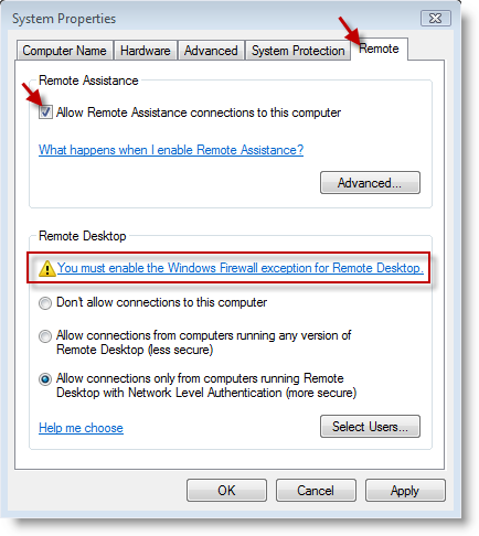 Enable Remote Desktop in Windows Vista