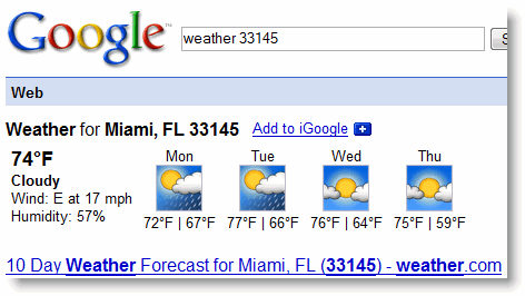 googweather 11 Obscure Google Tricks You Didnt Know Existed