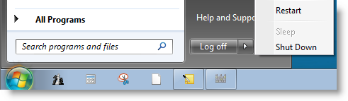 Windows 7 Shut down button