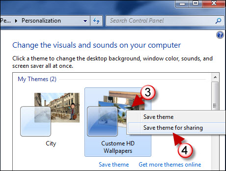 Save and Share Your Custom Windwos 7 Themes