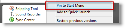 Pin Shortcuts to Start Menu