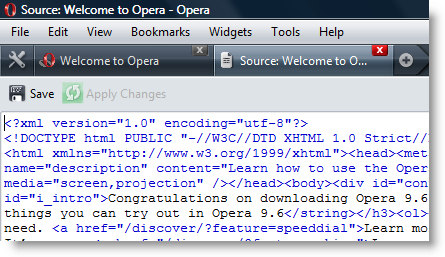 Opera Source Code View