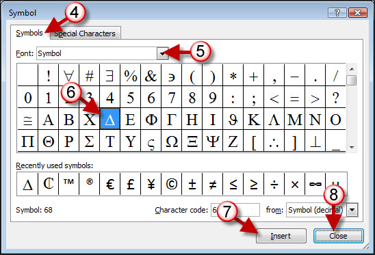 Use Symbols and Special Characters in Excel