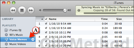Voice Memos Synced to iTunes