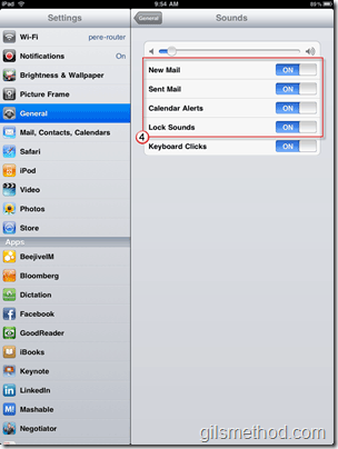 Turn On or Off Calendar and Email Notifications on the iPad