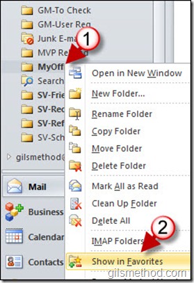 Add Email Folders to Your Favorites in Outlook 2010