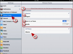 Customize the iPad Picture Frame Settings