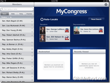 MyCongress App for iPad