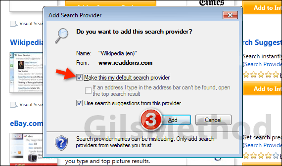 Change default search provider internet explorer 9 b