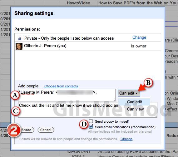 How to share documents google docs a