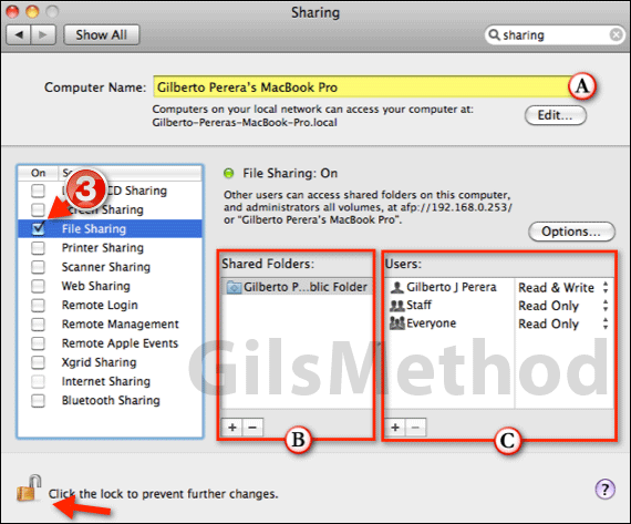 Enable file sharing mac b