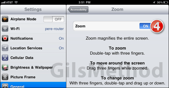 Enable screen zoom ipad4