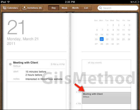How to create calendar entry ipad4