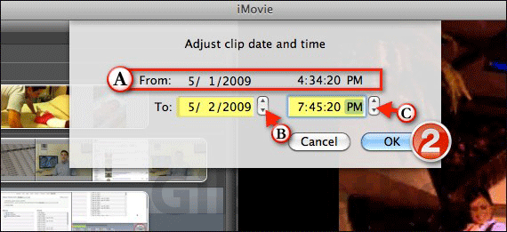 Adjust date time clips imovie a