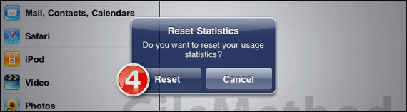 Reset data usage statistics ipad4