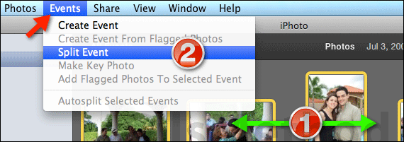 Split merge events iphoto a