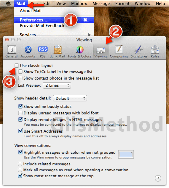 How to get mail classic look mac os lion