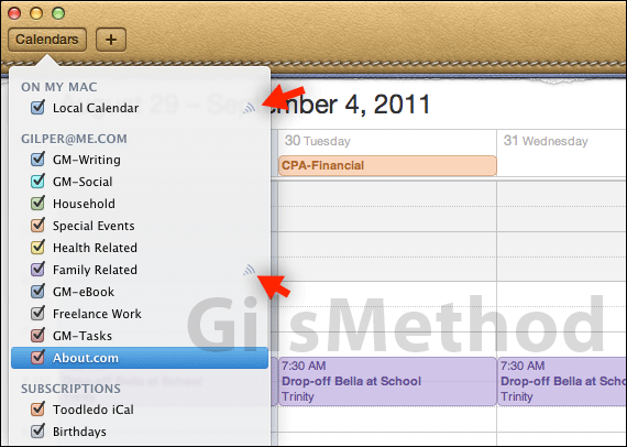 Share ical calendars mac